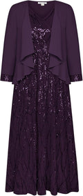 Two Piece Sequin Dress with Chiffon Jacket - Elegant Formalwear