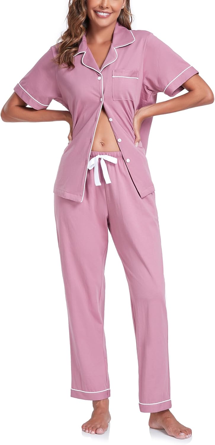 COLORFULLEAF Women's Cotton Pajama Set for Comfort and Style