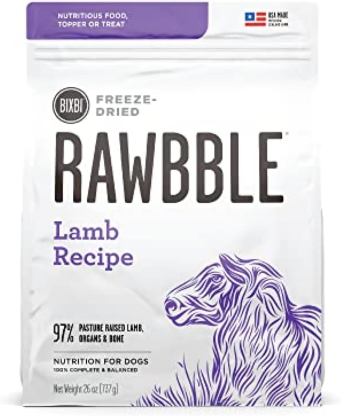 BIXBI Rawbble Freeze Dried Dog Food - Lamb Recipe for Dogs