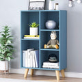 Wooden Open Shelf Bookcase - 3-Tier 5-Cube Display Rack - Bright Blue