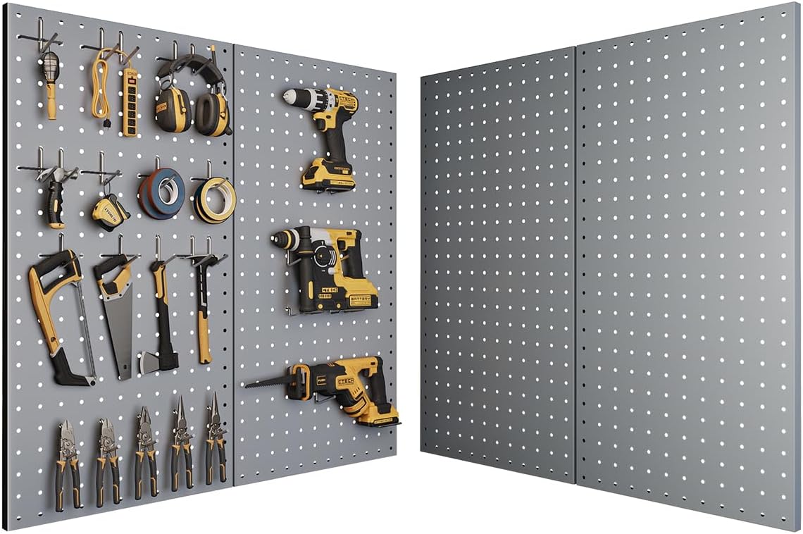 Heavy-Duty Metal Pegboard for Garage Tool Organization and More