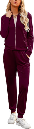 Velour Tracksuit Full Zip Sweatsuit Set - Cozy 2-Piece Jogger Outfit