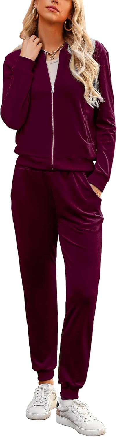 Marvmys Women's Velour Tracksuit Full Zip Up Jogger Set