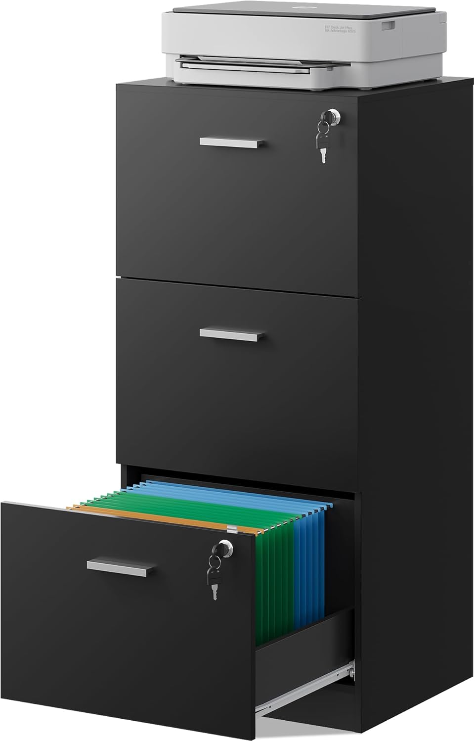 DEVAISE 3 Drawer File Cabinet with Lock for Home Office Use