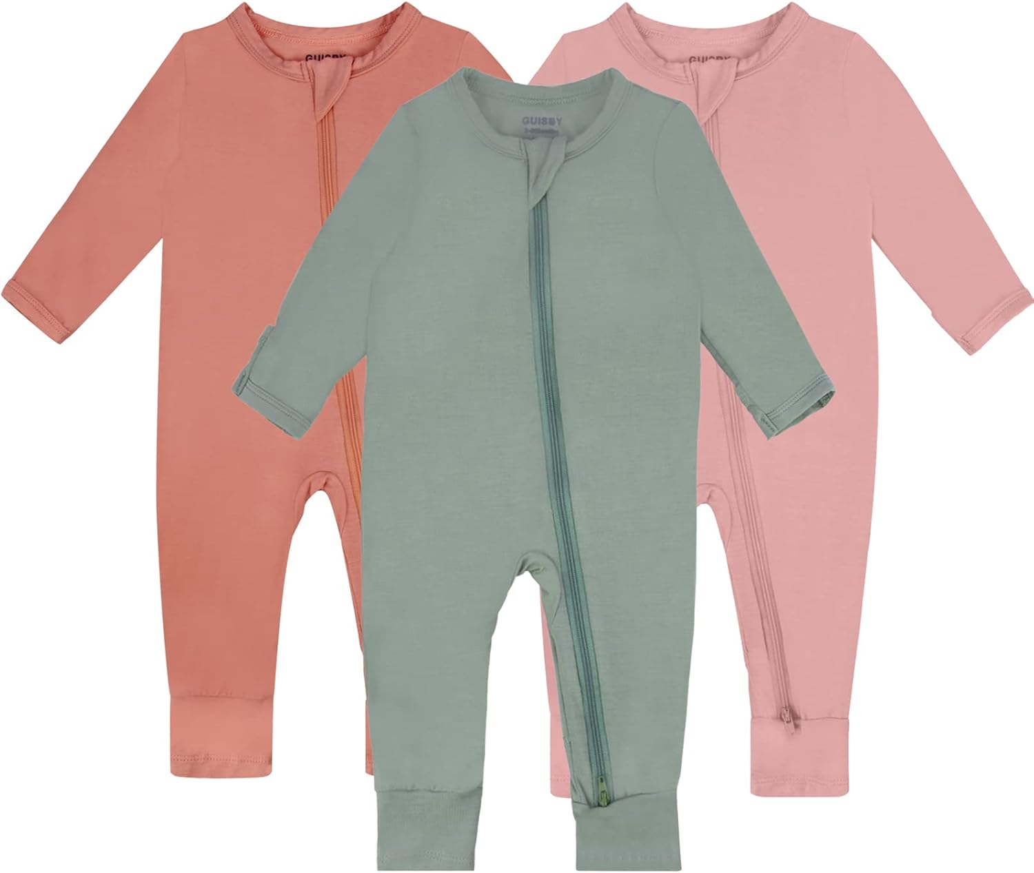 GUISBY Baby Pajamas with Mitten Cuffs - Soft Rayon Sleepers