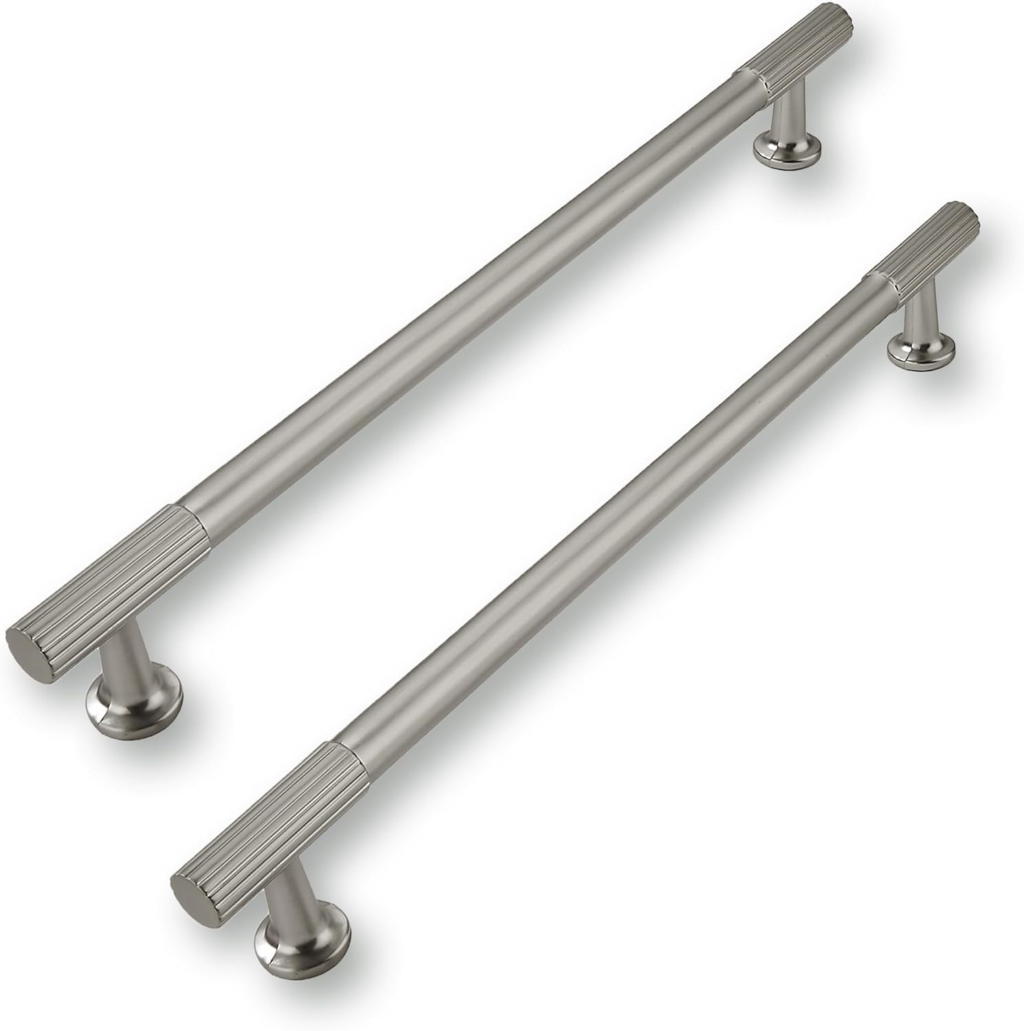 Brushed Satin Nickel Cabinet Pulls - 10in Heavy-Duty Handles