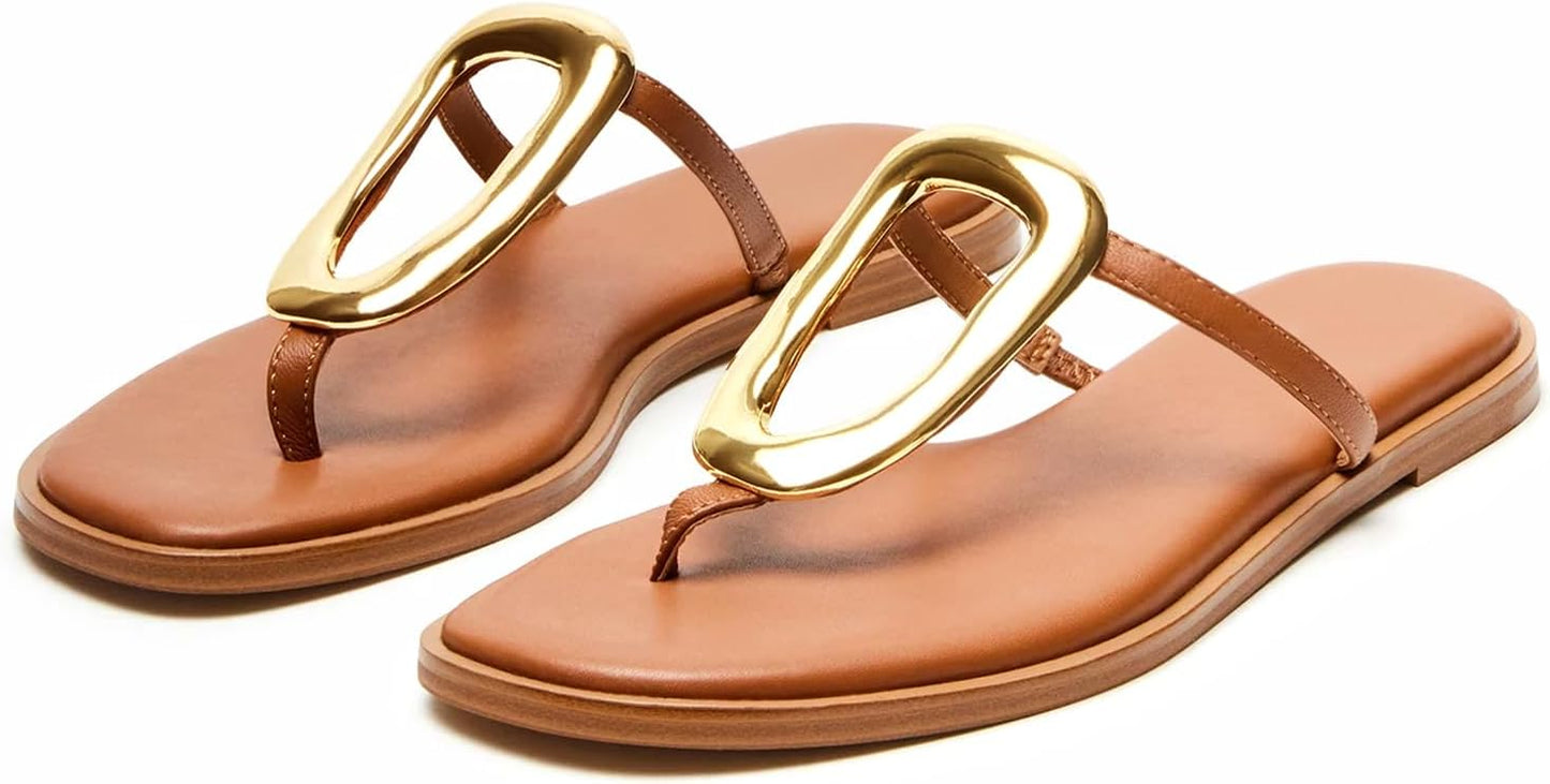 Stylish Flip-Flops for Women with Bold Metallic Hardware Design