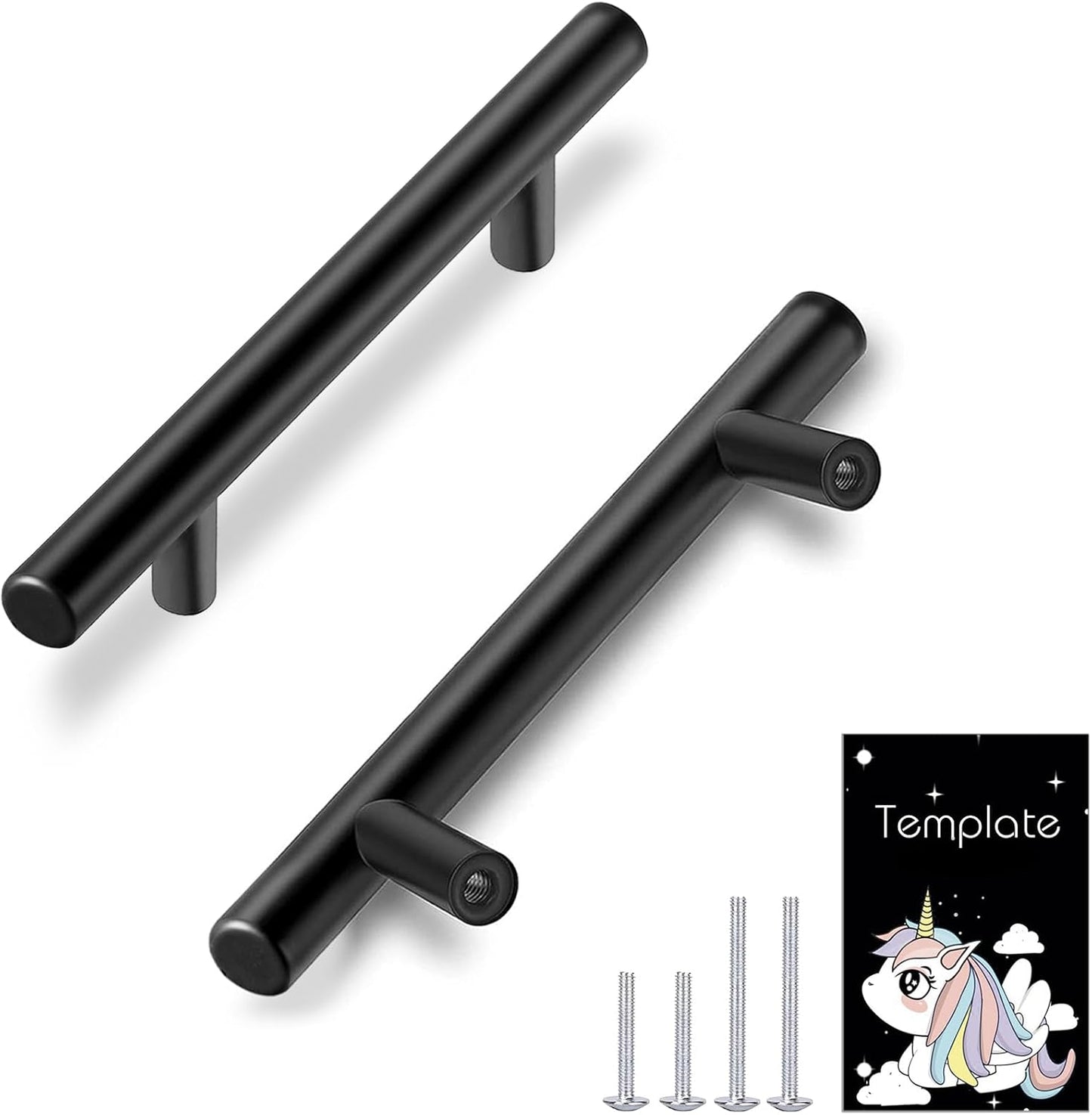 HBL' 60 Pack Matte Black Cabinet Pulls for Modern Kitchens