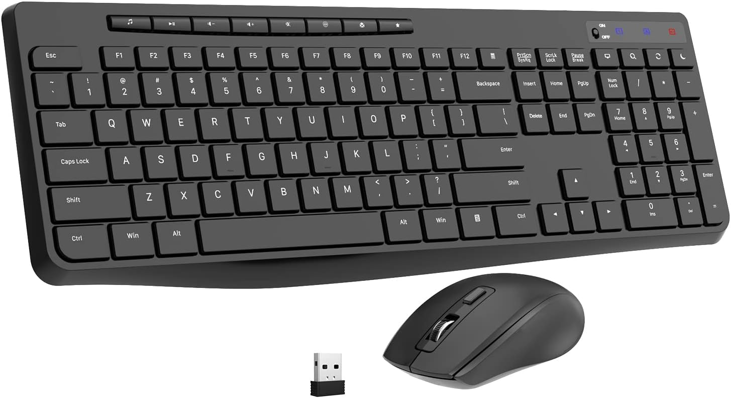 EarlyLit Wireless Keyboard & Mouse: 2.4G Ergonomic Combo