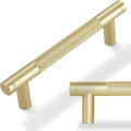 3-3/4 in Brushed Brass Cabinet Handles 10 Pack - Knurled Gold Pulls