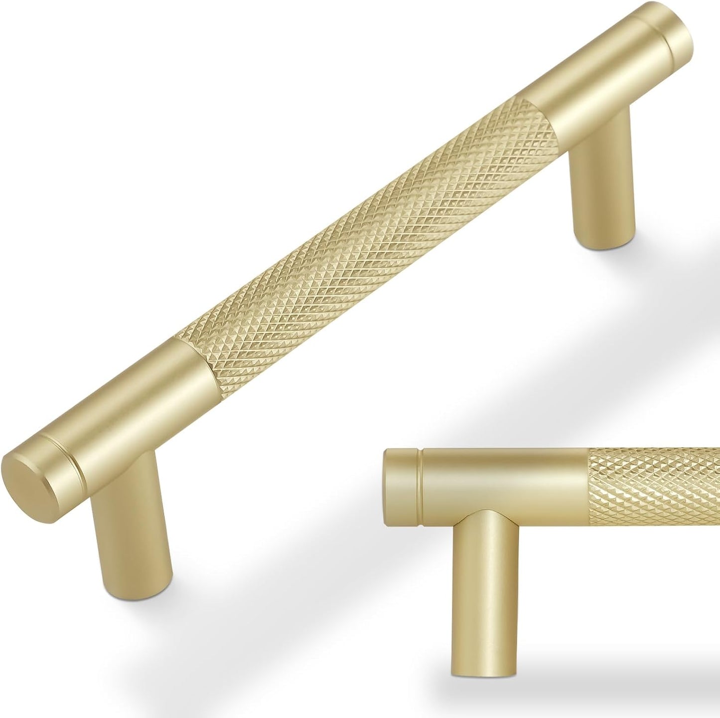 Brushed Brass Kitchen Cabinet Handles - 10 Pack Gold Pulls