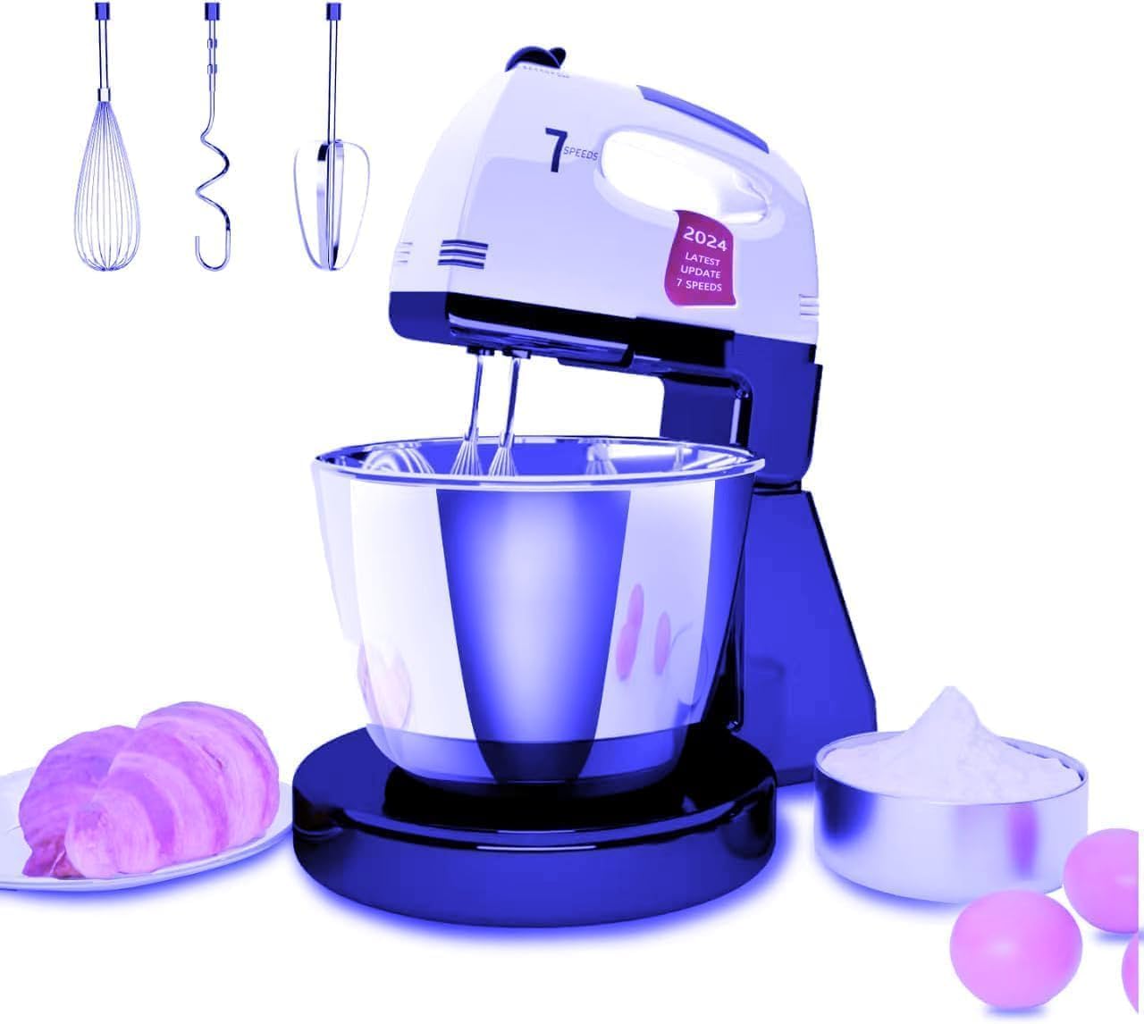 Stand Mixers with 7 Speeds and 3QT Stainless Steel Bowl
