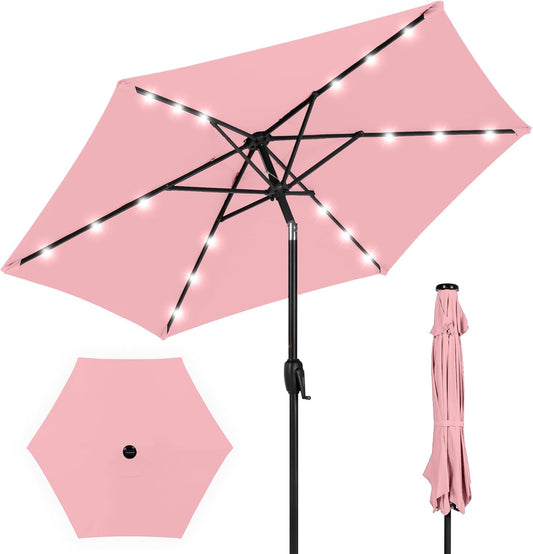 7.5ft Outdoor Solar Market Table Patio Umbrella with LED Lights