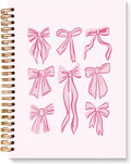 Pink Bow Coquette Notebook, Preppy Pink Spiral Journal - Portable