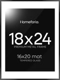 18x24 Poster Frame Black with Mat - Gallery Glass, Matte Metal