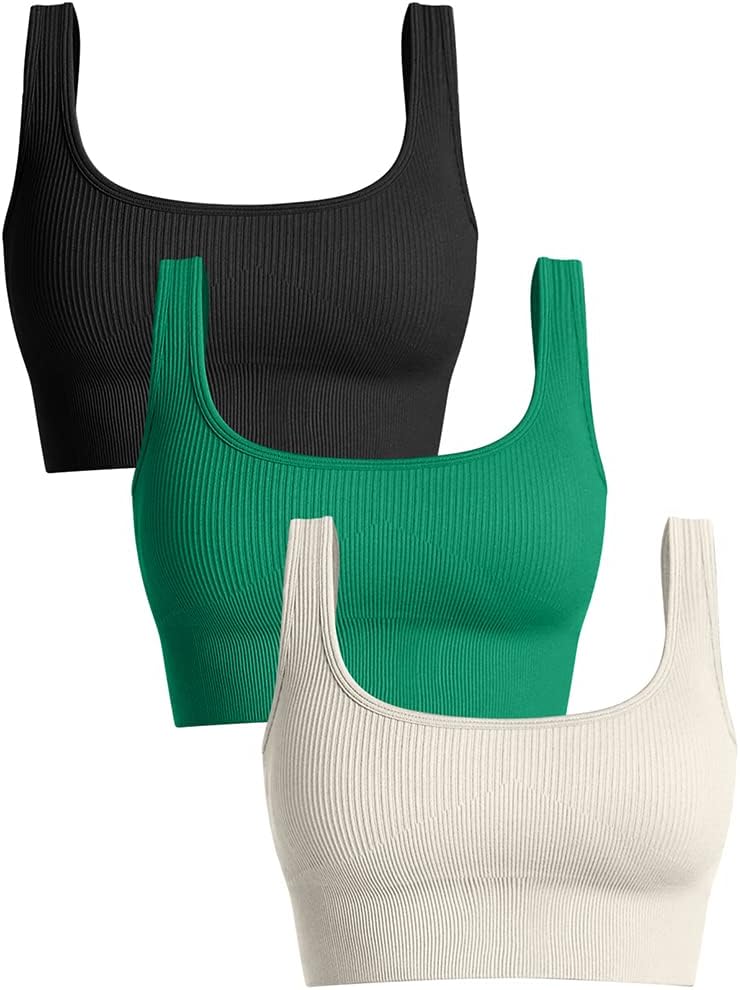 OQQ Women's 3 Piece Medium Support Tank Top for Activewear