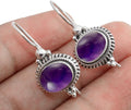 Solid 925 Sterling Silver Amethyst Dangle Earrings - Hypoallergenic