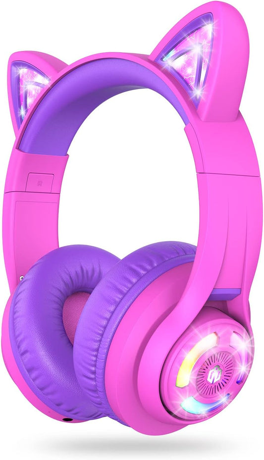 iClever Cat Ear Kids Headphones: Safe Volume, 50H Playtime
