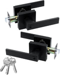Entry Door Lock Set Square Lever for Bedroom and Passage - Matte Black