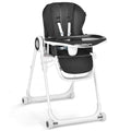 Foldable Baby High Chair with Double Trays and Wheels - Black