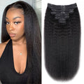 Kinky Straight Clip in Extensions for Women 120g Full Head 12in