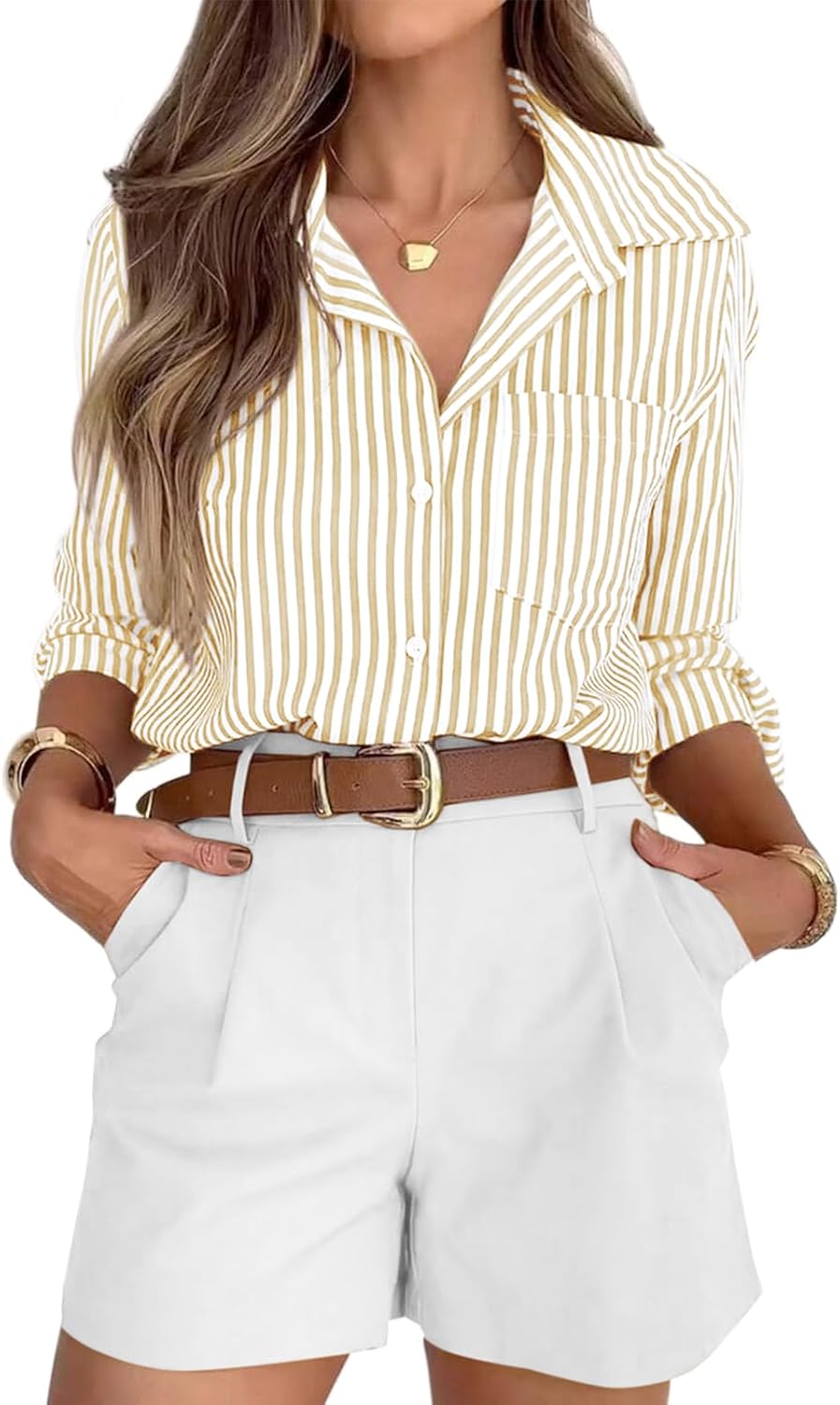 Stylish Striped Button Down Shirts for Women - Casual Elegance