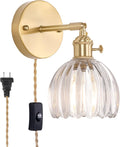 Plug in Wall Sconce Cute Transparent Tulip Glass Lampshade - Renter