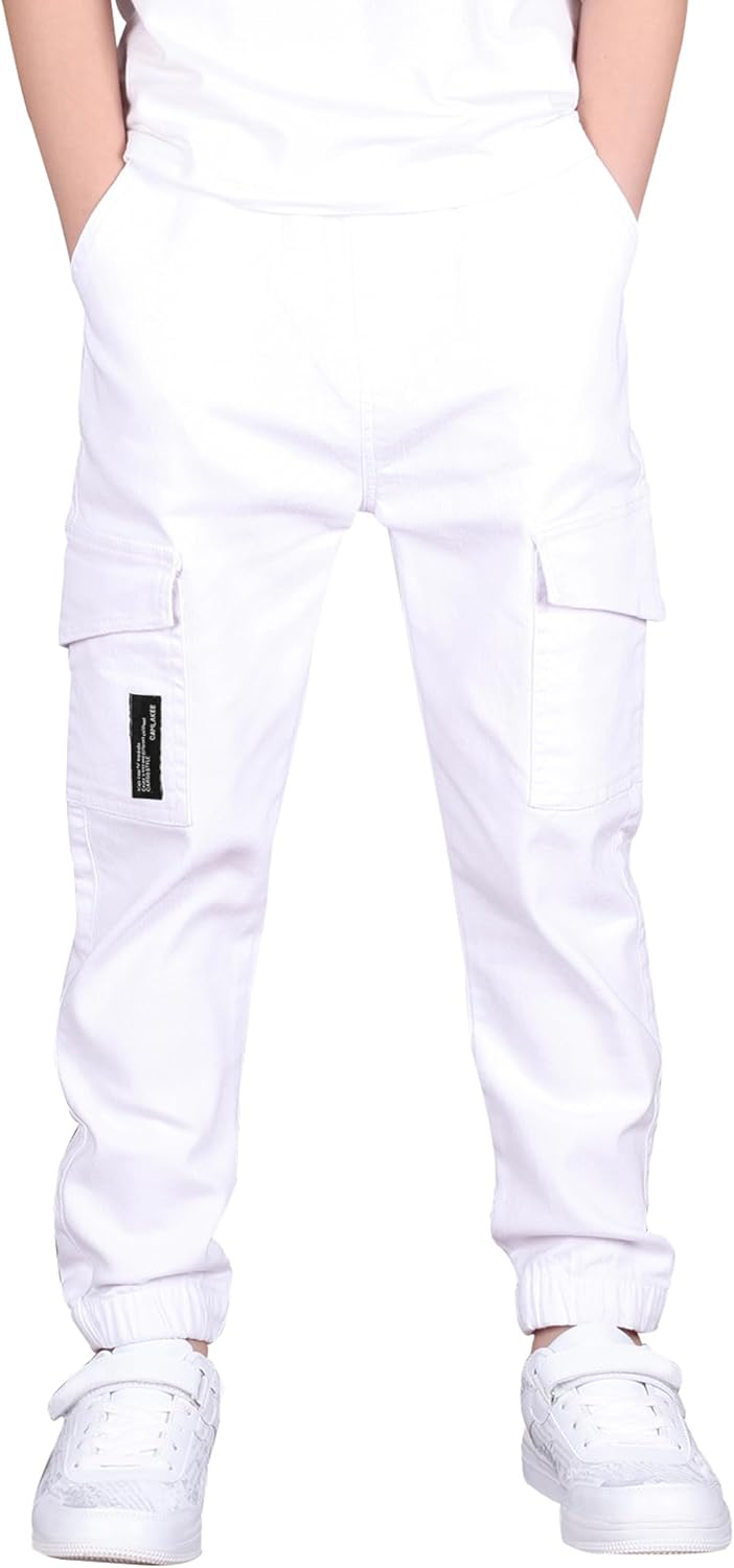 CAMLAKEE Boys Cargo Pants for Active Kids - Comfortable Joggers