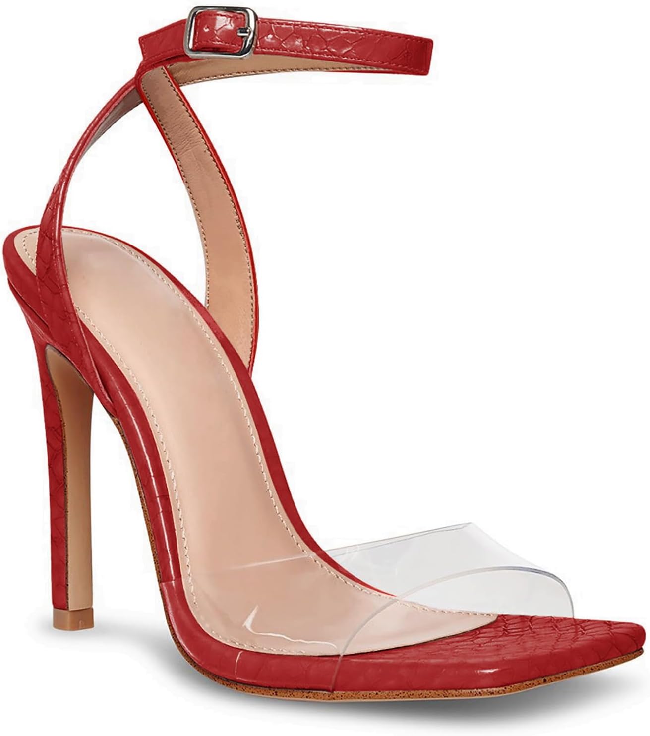 Coutgo Womens Clear Heels Sandals for Elegant Style and Comfort