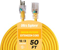 Outdoor Extension Cord Waterproof 50 FT 12 Gauge Heavy Duty - Durable