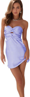 Strapless Satin Ruffles Homecoming Dress for Teens - Sparkly V Neck