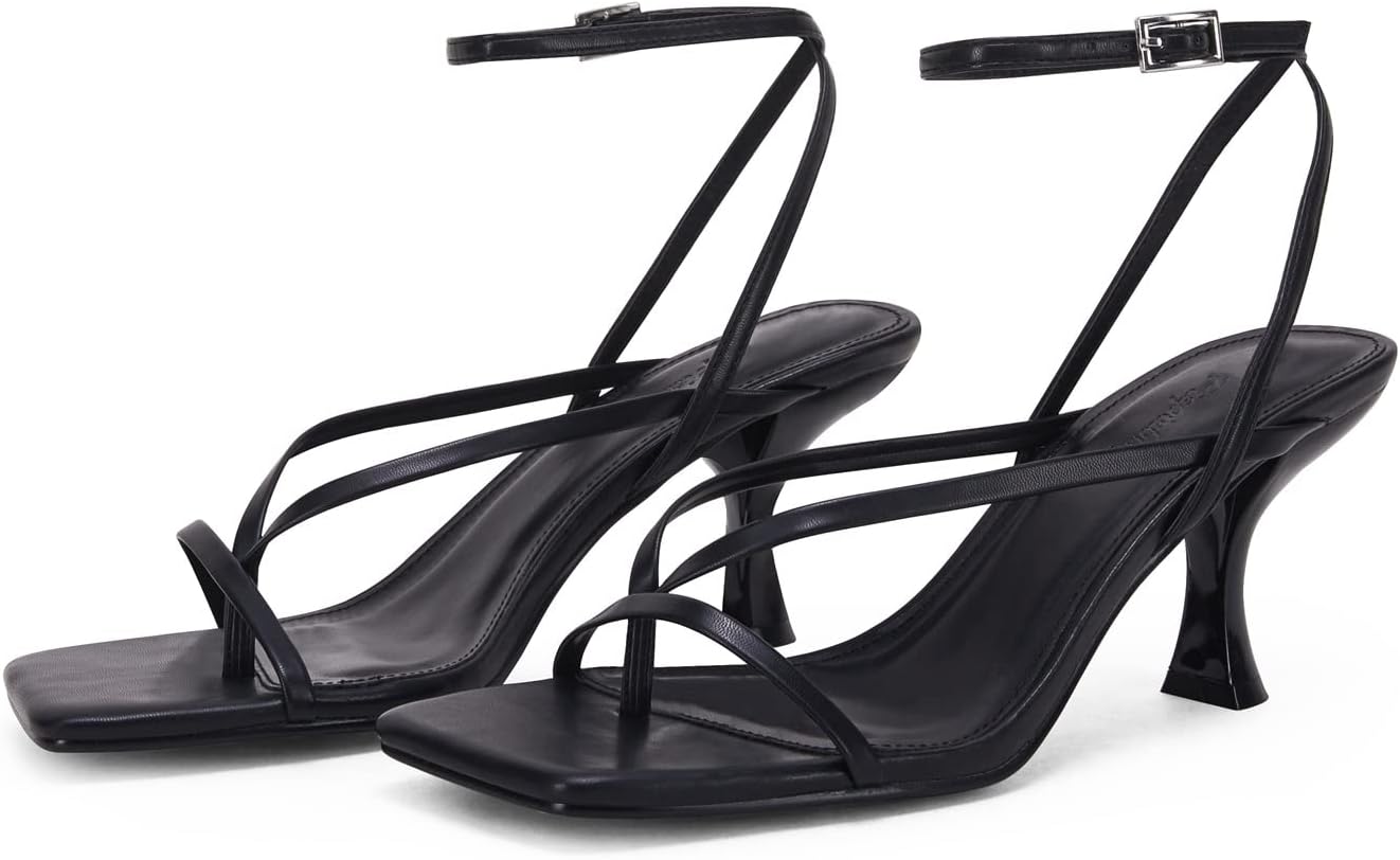 Lace Up Heeled Sandals for Women - Stylish Square Flip Flops