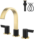 Waterfall Bathroom Sink Faucet 3 Hole 8 in Widespread - Brushed Gold