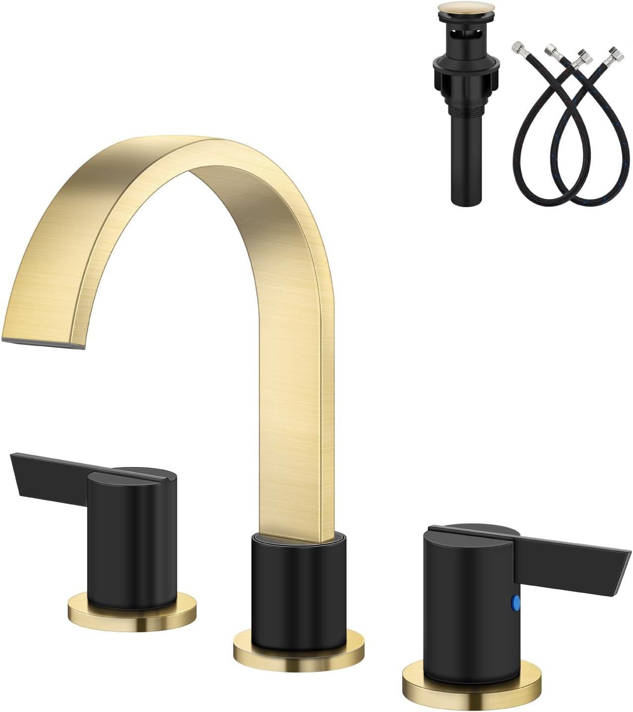Aolemi 3 Hole 8 Inch Widespread Waterfall Bathroom Faucet