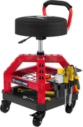 Rolling Shop Stool with Wheels 330 lb Capacity - Red Shop Chair