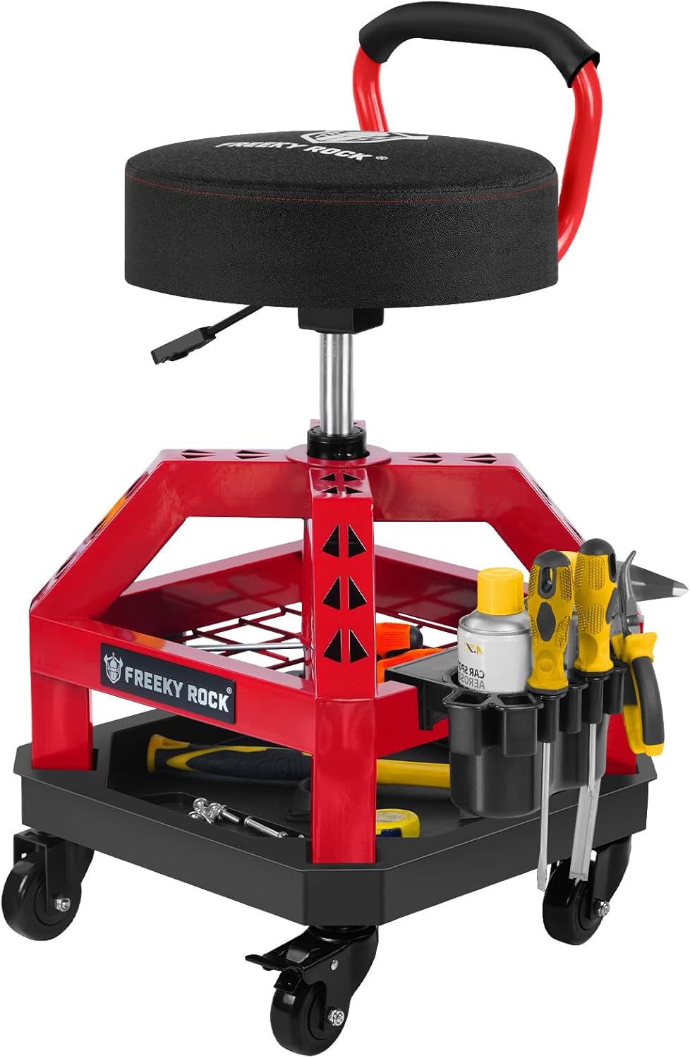 Rolling Shop Stool with Wheels for Garage Work and Mechanics