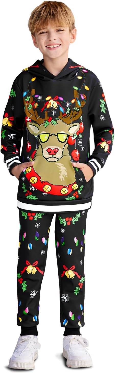 BesserBay Boys Funny Ugly Christmas 2 Piece Set for Kids