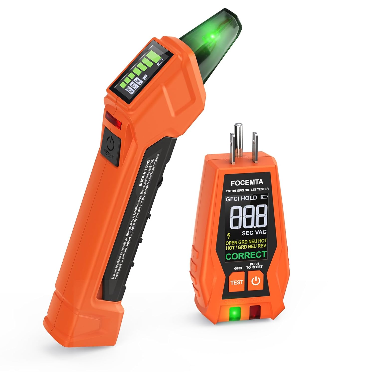 Circuit Breaker Finder & GFCI Outlet Tester with LCD Display