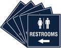Square Restrooms Left Arrow Sign Navy Blue/White - Large 5 Pack