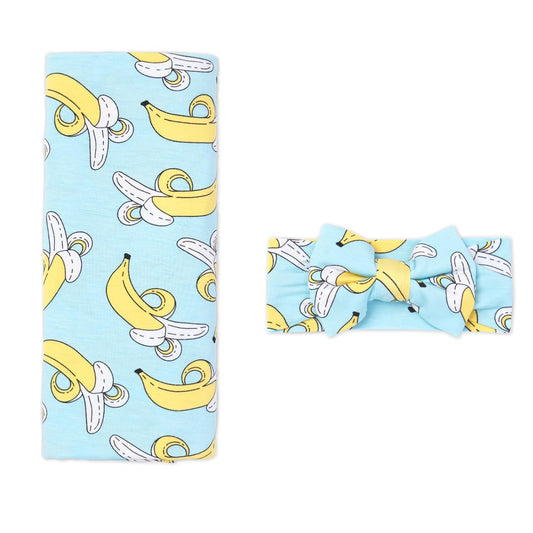 Little Sleepies Swaddle & Headband Bow Set for Newborn Girls