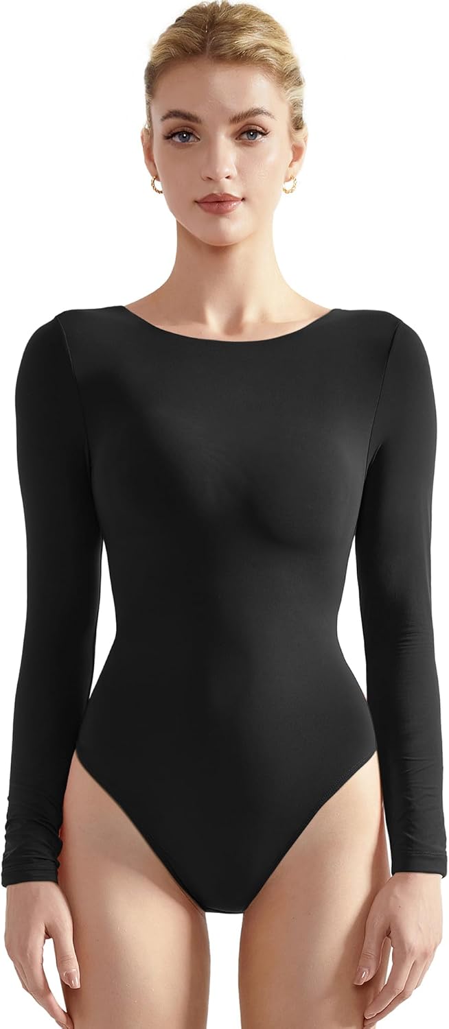 SUUKSESS Women Crew Neck Long Sleeve Bodysuit for Every Occasion