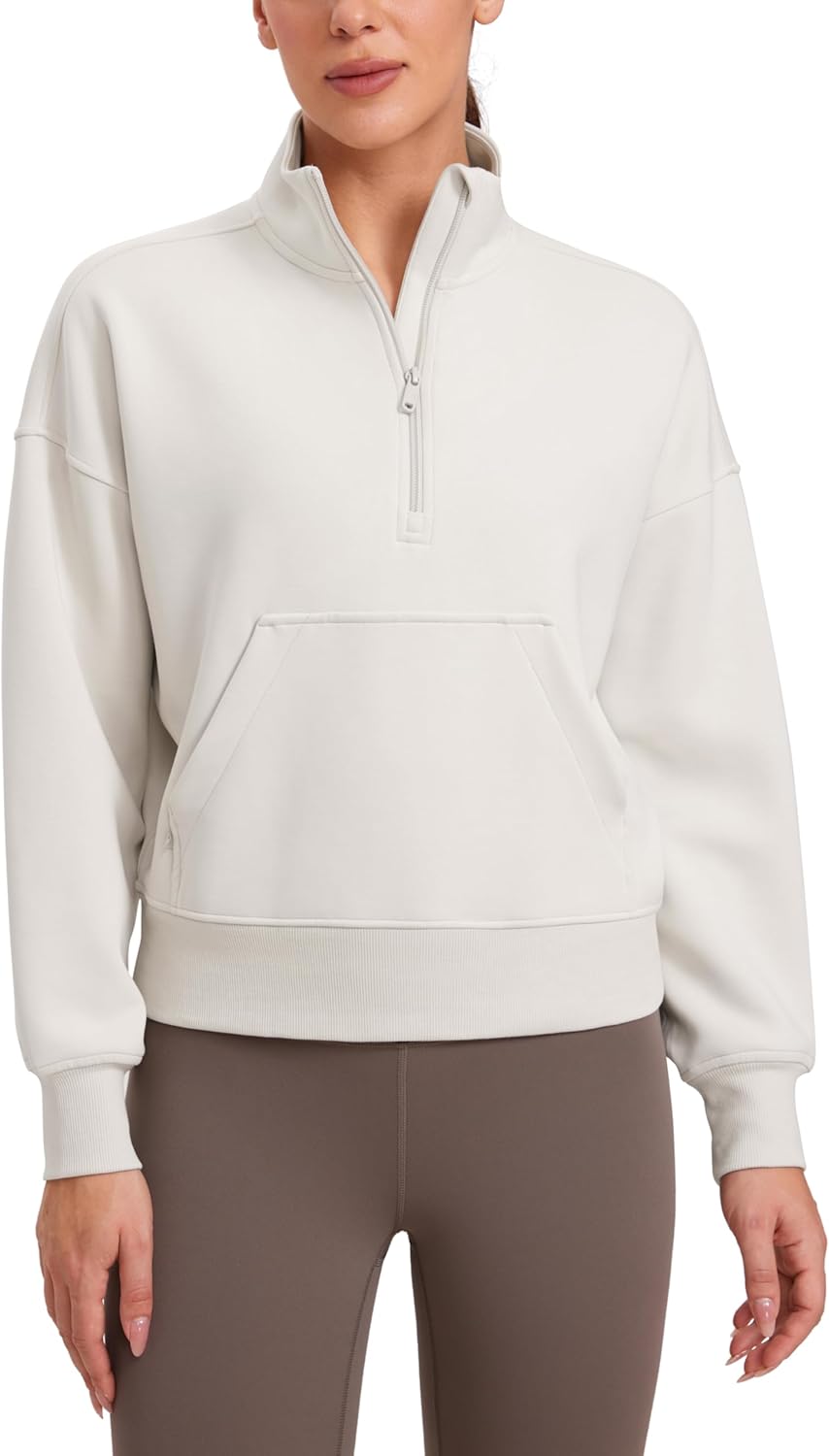 CRZ YOGA SoftAura Half Zip Sweatshirt for Women - Cozy Layer