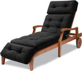 Black 74.4 in Waterproof Long Lounger Chair Cushion - Thick Outdoor