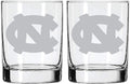 North Carolina Tar Heels 2-Sided Satin Finish Rocks Glass Set of 2