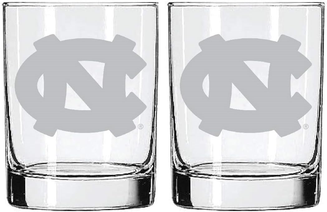 North Carolina Tar Heels 2-Sided Satin Finish Rocks Glass Set