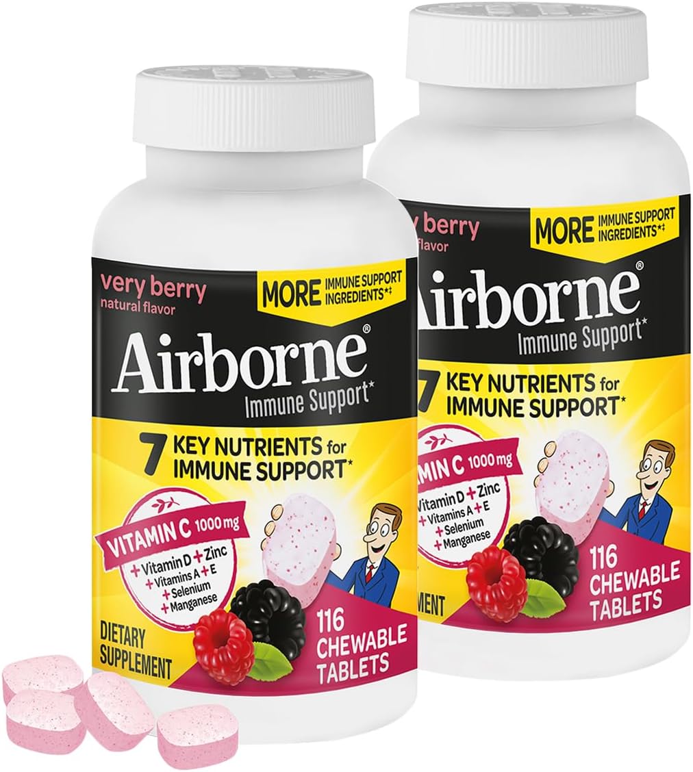 Airborne 1000mg Vitamin C + Zinc Chewable Tablets for Immunity