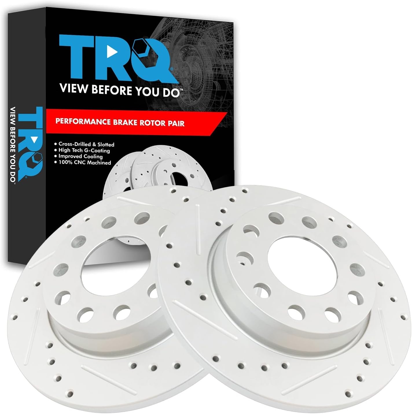 TRQ Rear Performance Brake Rotors Set for Audi A4 Quattro