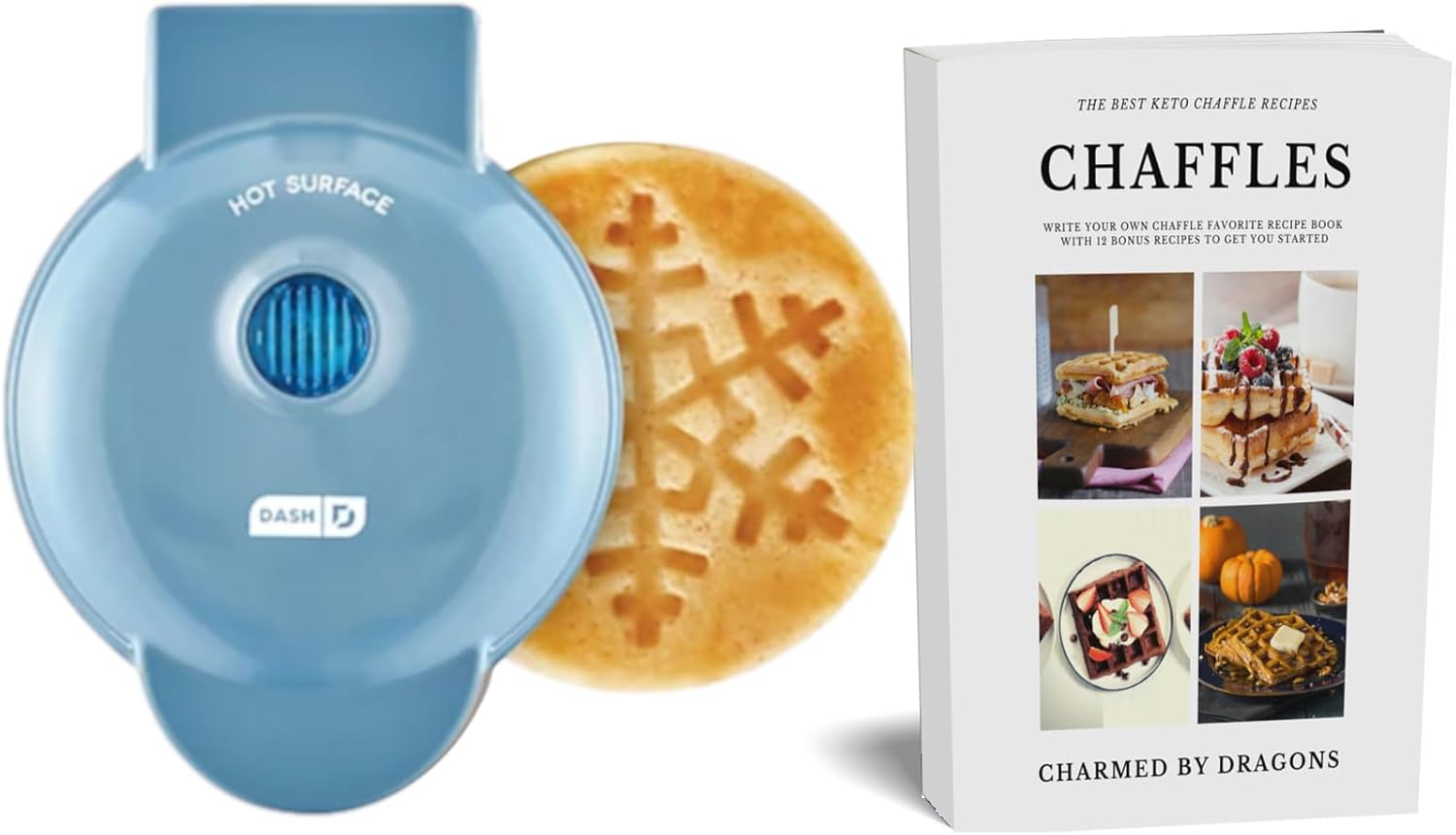 Mini Blue Snowflake Waffle Iron + Keto Chaffle Recipe Book by Charmed By Dragons