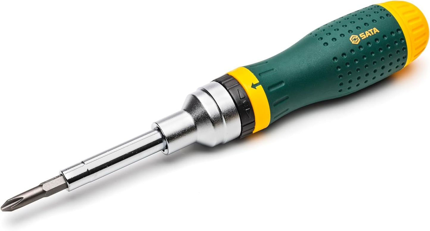 SATA 19-in-1 Ratcheting Screwdriver Set - Oil-Resistant Handle, 8 Bits - ST09350