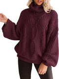 ZESICA Women's Turtleneck Chunky Knit Oversized Sweater - Cozy Fall